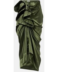 Dries Van Noten - Gathered Silk-Blend Satin Midi Skirt - Lyst
