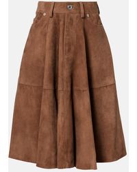 Ami Paris - Pleated Suede Midi Skirt - Lyst