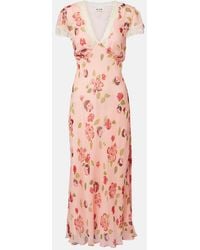 RIXO London - Clarice Floral Lace-Trimmed Midi Dress - Lyst