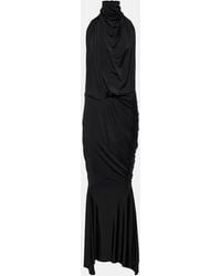 Alexandre Vauthier - High-Neck Draped Maxi Dress - Lyst
