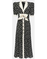 Alessandra Rich - Bow-detail Printed Silk Maxi Dress - Lyst