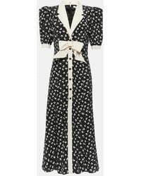 Alessandra Rich - Clover-print Silk Midi Dress - Women's - Polyamide/silk/cupro - Lyst