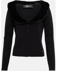 Blumarine Cardigan con cuello de pelo sintetico - Negro