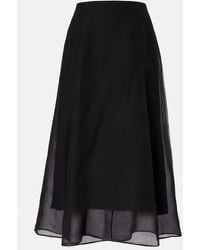 Brunello Cucinelli - Silk Organza Midi Skirt - Lyst