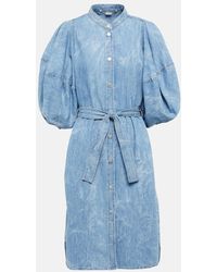 Stella McCartney - Puff-Sleeve Denim Shirt Dress - Lyst