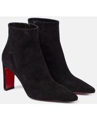 Christian Louboutin - Suprabooty Block-heel Suede Heeled Ankle Boots - Lyst