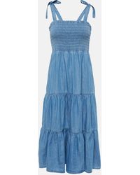 Veronica Beard - Tola Tiered Cotton-blend Midi Dress - Lyst