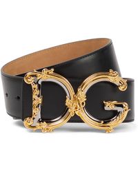 Dolce & Gabbana Lamé Belt With Dg Baroque Logo - Nero