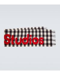 Acne Studios - Checked Logo Wool-blend Scarf - Lyst