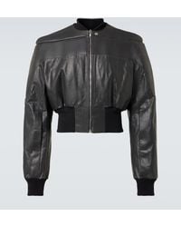 Rick Owens - Girdered Cropped Leather Jacket - Lyst