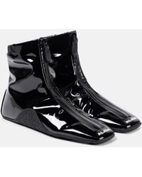 Alaïa - Sneaker Faux Patent Leather Ankle Boots - Lyst