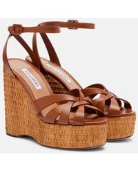 Aquazzura - Copacabana Leather Wedge Sandals - Lyst