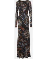 Etro - Abito Lungo Con Stampa Floreale - Lyst