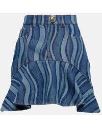 Area - Mini-Jupe Sunray En Jean - Lyst