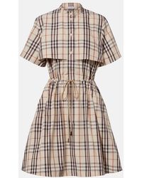 Burberry - Check Cotton Minidress - Lyst
