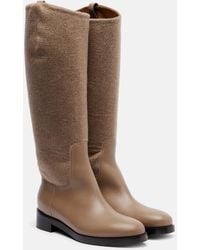 Max Mara - Cashmere And Leather Knee-High Boots - Lyst