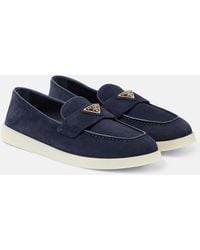 Prada - Suede Triangle Loafers - Lyst