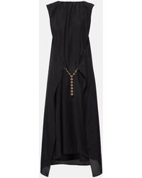 Loewe - Chain-detail Ruched Silk Midi Dress - Lyst
