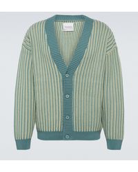 King & Tuckfield Striped Wool Cardigan - Green