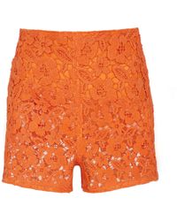 Valentino Guipure Lace Shorts - Orange