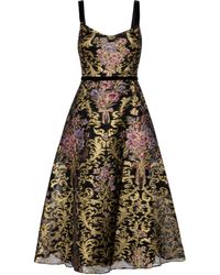 Marchesa notte Robe aus Brokat - Schwarz