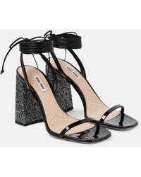 Miu Miu - Glitter And Patent Leather Sandals - Lyst