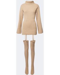 AYA MUSE - Cursa Ribbed-Knit Wool Minidress And Tights Set - Lyst