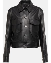 JOSEPH Granville Cropped Leather Jacket - Black