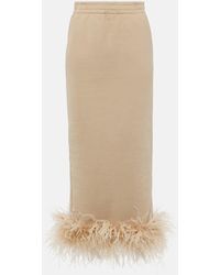 Prada - Falda de algodon con ribete de plumas - Lyst