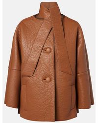 Prada - Scarf-Detail Leather Jacket - Lyst