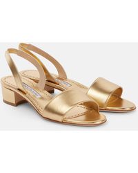 Manolo Blahnik - Slingback-Sandalen Patopia 30 Aus Metallic-Leder - Lyst