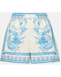 Versace - Underwater Barocco Cotton Poplin Shorts - Lyst
