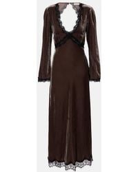 RIXO London - Alesha Lace-Trimmed Velvet Midi Dress - Lyst