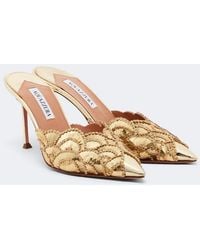 Aquazzura - Ce Soir Embellished Leather Mules - Lyst