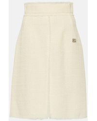 Dolce & Gabbana - Front-Slit Tweed Midi Skirt - Lyst
