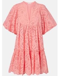 Poupette - Cruz Broderie Anglaise Cotton Minidress - Lyst