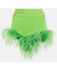 GIUSEPPE DI MORABITO - Feather-trimmed Knitted Shorts - Lyst