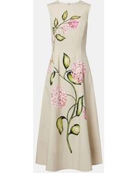Oscar de la Renta - Porcelain Cotton-Blend Poplin Midi Dress - Lyst