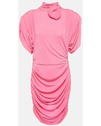 Magda Butrym - Rose-Applique Ruched Jersey Minidress - Lyst