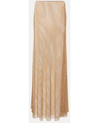 Self-Portrait - Rhinestone-Embellished Fishnet-Texture Stretch-Woven Maxi Skirt - Lyst