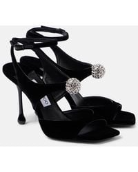 Jimmy Choo - Sandalen Orb 95 Aus Samt Mit Kristallen - Lyst