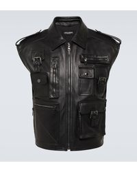 Dolce & Gabbana - Pocket-detail Sleeveless Leather Jacket - Lyst