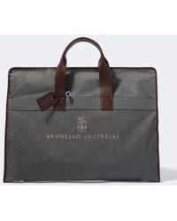 Brunello Cucinelli - Leather-Trimmed Canvas Garment Bag - Lyst