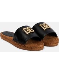 Dolce & Gabbana - Dg Logo Leather Espadrille Sandal - Lyst