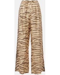 Stella McCartney - Printed High-Rise Silk Wide-Leg Pants - Lyst