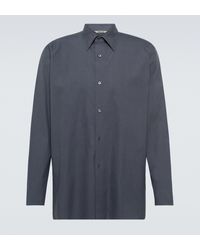 AURALEE Cotton Washed Finx Twill Big Half Sleeved Shirt Dark Blue 