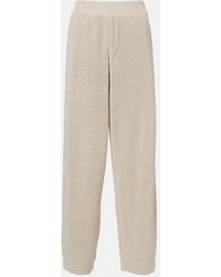 Brunello Cucinelli - Knitted Cotton-Blend Wide-Leg Pants - Lyst