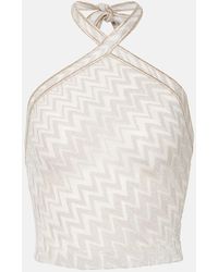 Missoni - Top cropped in lame a zig-zag - Lyst