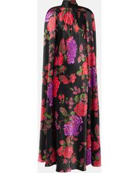 Rodarte - Caped Floral Silk Maxi Dress - Lyst