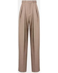 Saint Laurent - Pleated Wool Wide-Leg Pants - Lyst